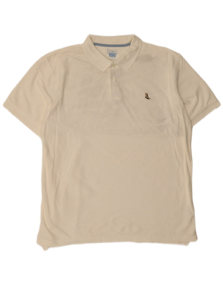 L.L.BEAN Mens Polo Shirt XL White Cotton