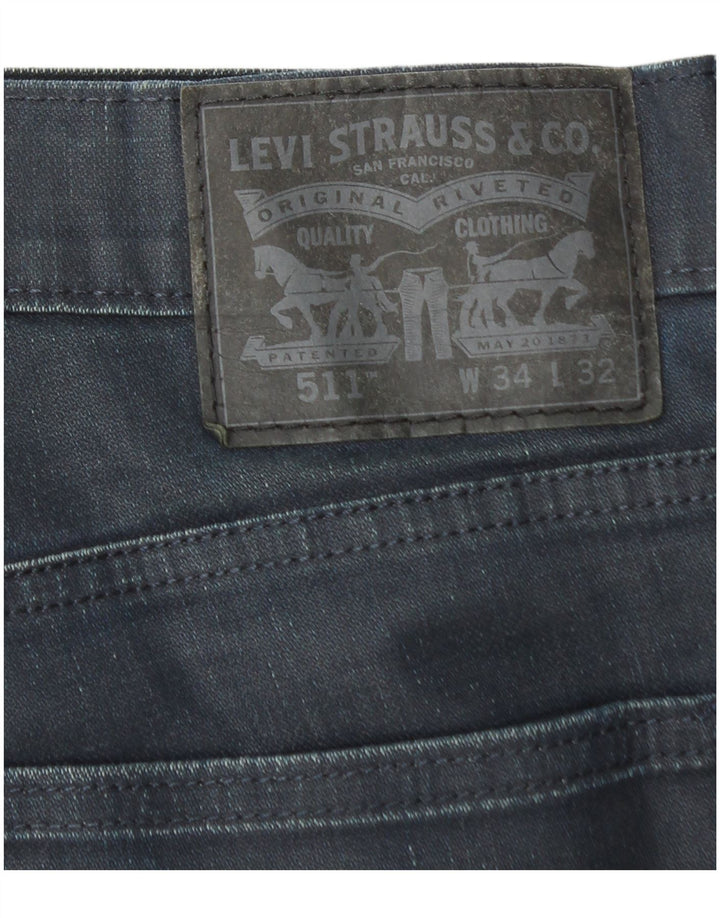 Levi's Hombre 511 Slim Jeans W34 L32 Algodón Azul Marino