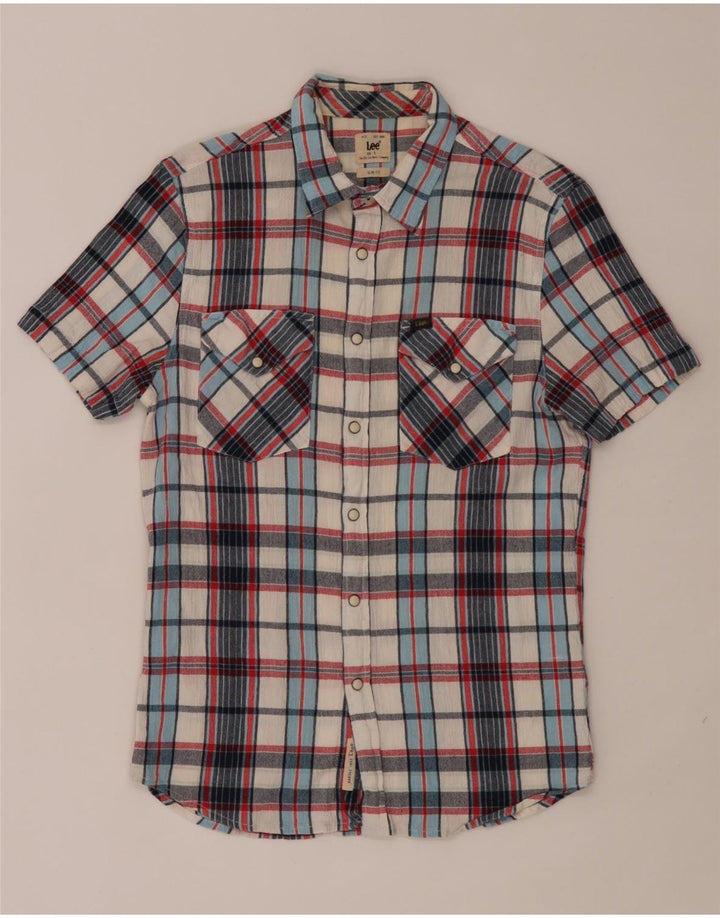 Camisa De Franela De Manga Corta De Algodón Con Cuadros Multicolores Grandes Lee Hombre
