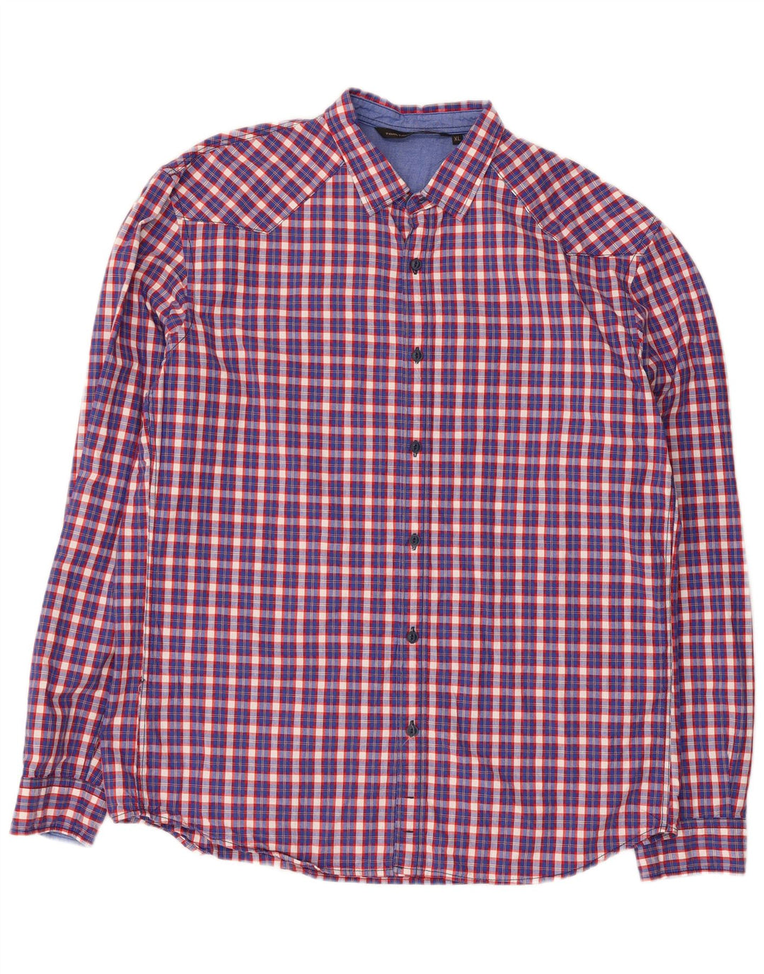 Tom Tailor Camisa Hombre XL Algodón A Cuadros Azul