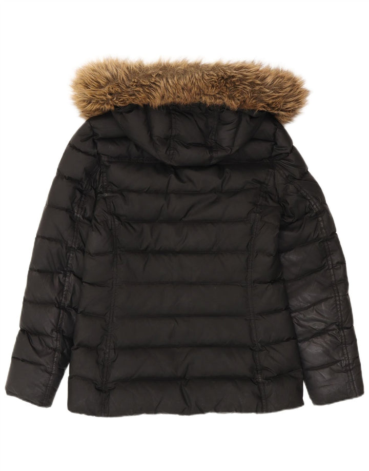 Tommy Hilfiger Chaqueta acolchada con capucha para mujer UK 10 Small Poliéster negro