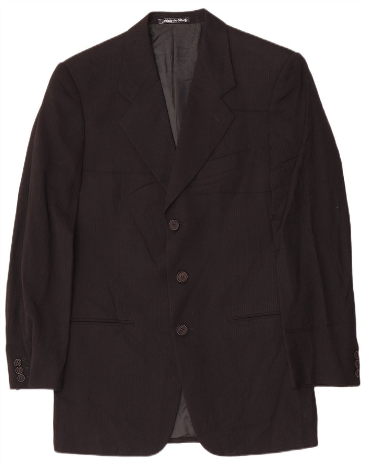 Giorgio Armani Chaqueta tipo blazer de 3 botones para hombre IT 46 Small Black Lana a rayas