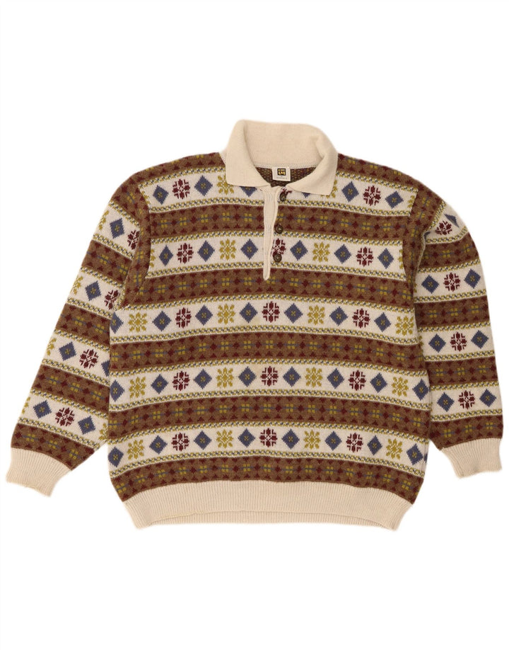 Vintage hombres polo cuello jersey suéter IT 50 medio multicolor retro