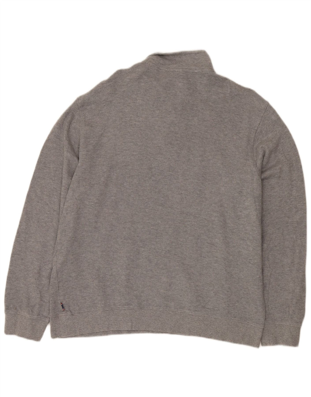 IZOD Suéter tipo jersey con cuello y cremallera para hombre, algodón gris grande