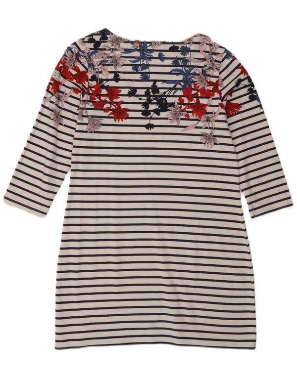 Joules Vestido estilo camiseta con gráfico de manga 3/4 para mujer UK 40 Mediano Blanco a rayas
