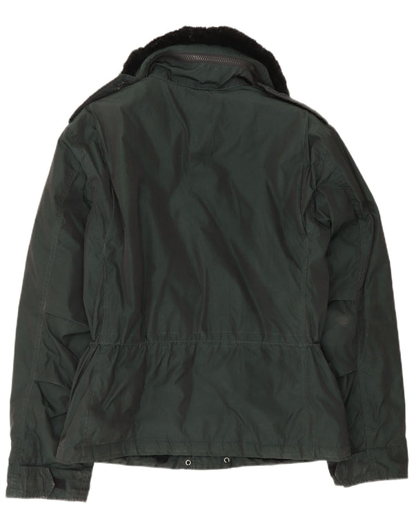 Aspesi Chaqueta militar para hombre ES 38 Verde medio Poliéster color block