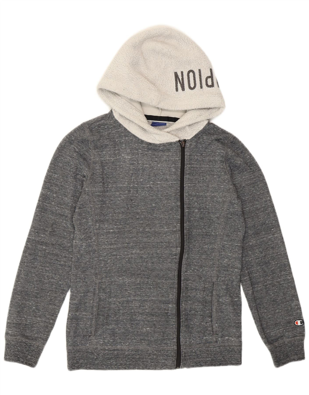 Champion Sudadera con capucha y cremallera para mujer UK 12 Poliéster moteado gris medio