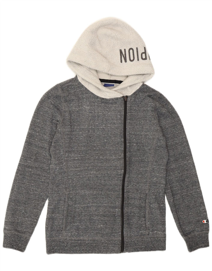 Champion Sudadera con capucha y cremallera para mujer UK 12 Poliéster moteado gris medio