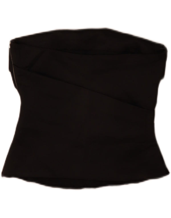 Zara Top corto sin tirantes para mujer UK 40 Small Poliéster negro