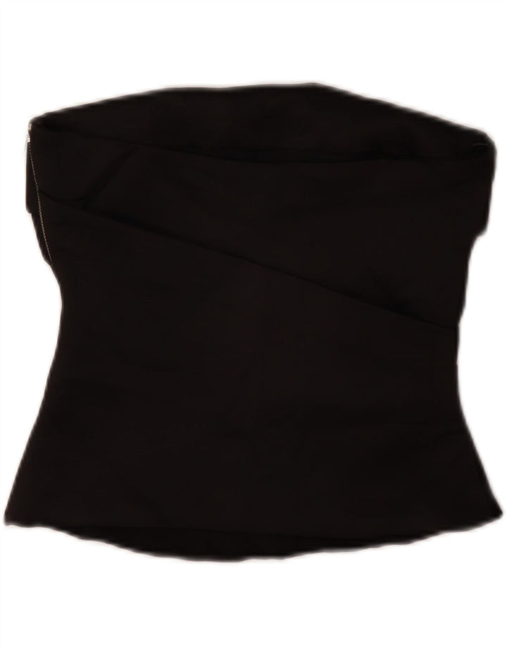 Zara Top corto sin tirantes para mujer UK 40 Small Poliéster negro