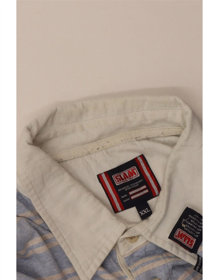 Slam Polo De Manga Larga Para Hombre 2XL Algodón A Rayas Azul