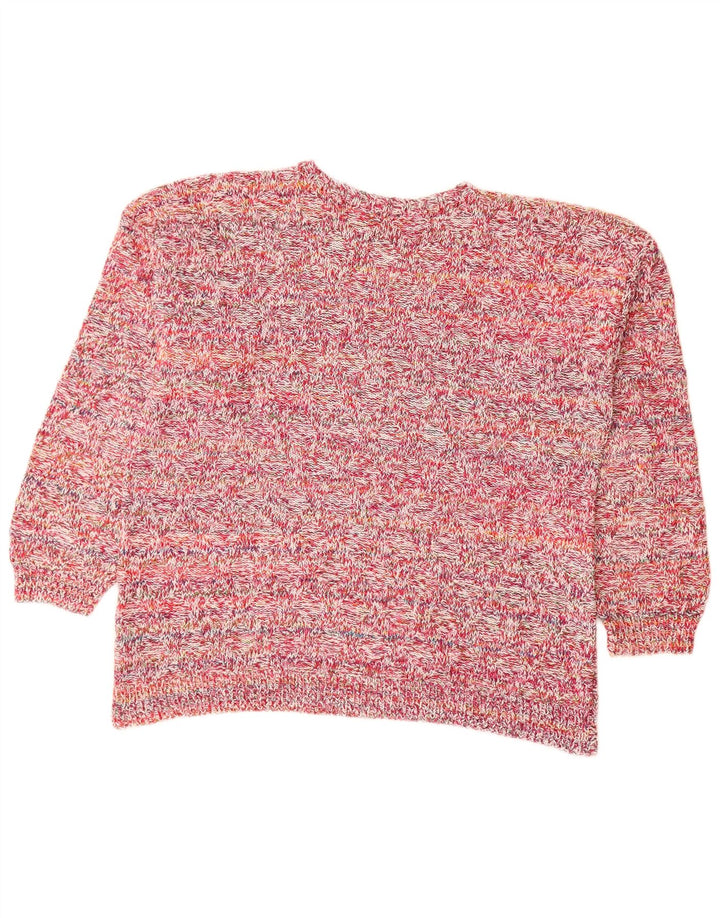 VINTAGE Mujer Barco Cuello Jersey Suéter Reino Unido 18 XL Rosa Flecked