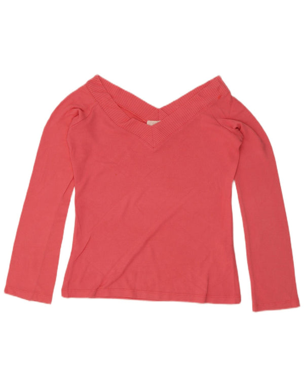 Zara Mujer Top Manga Larga UK 42 Large Viscosa Rosa