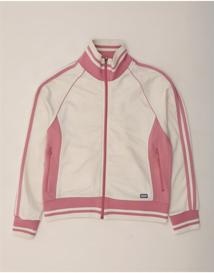 Asics Chaqueta de chándal para mujer UK 10 Small White Colourblock