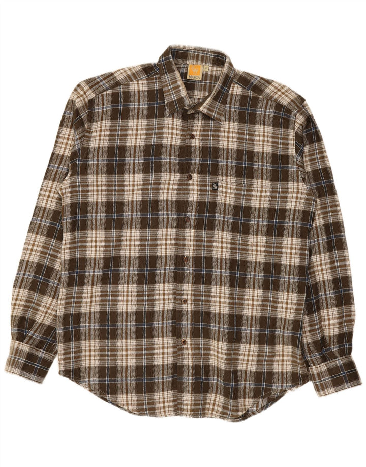 Nazca Camisa Sobrecamisa Hombre XL Marrón Cuadros Acrílico