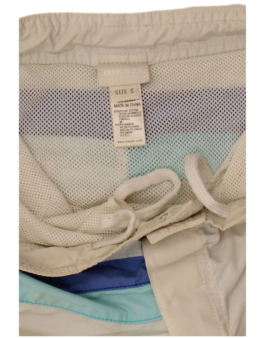 DIESEL Bañador Corto De Algodón A Rayas Blanco Roto Pequeño Hombre
