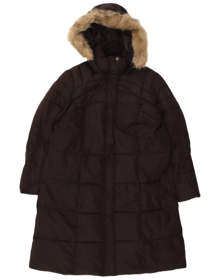 Marks & Spencer Abrigo acolchado con capucha para mujer UK 40 XL Poliéster negro