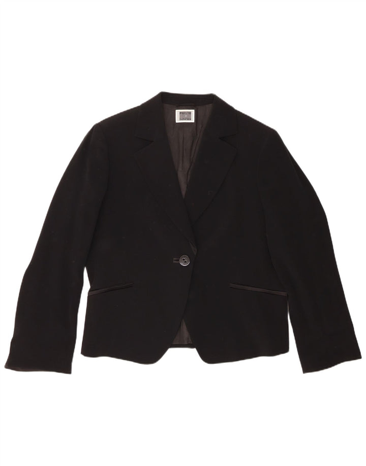 Perte by Krizia Chaqueta tipo blazer con 1 botón para mujer UK 40 XL Triacetato negro
