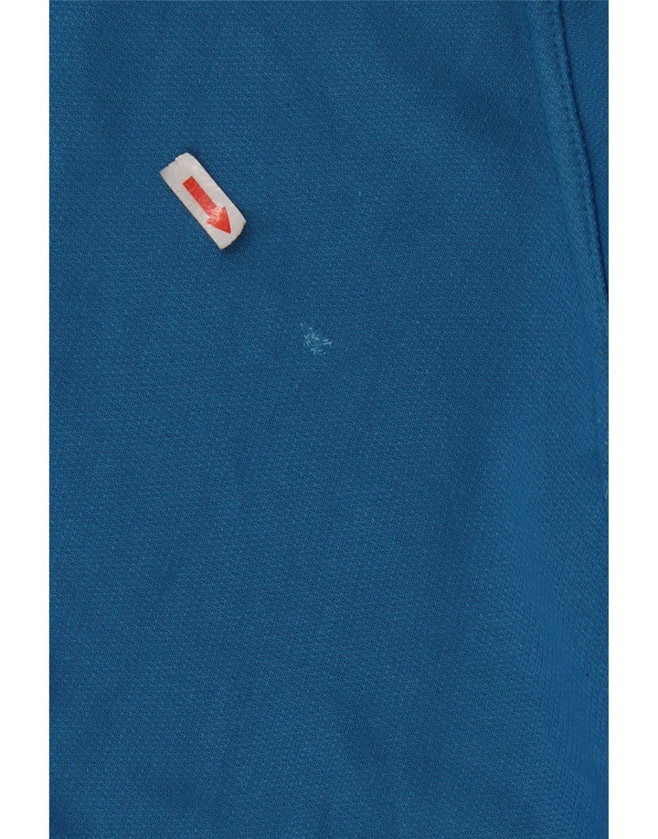 Vintage hombres sudadera gráfica jumper medio azul algodón retro
