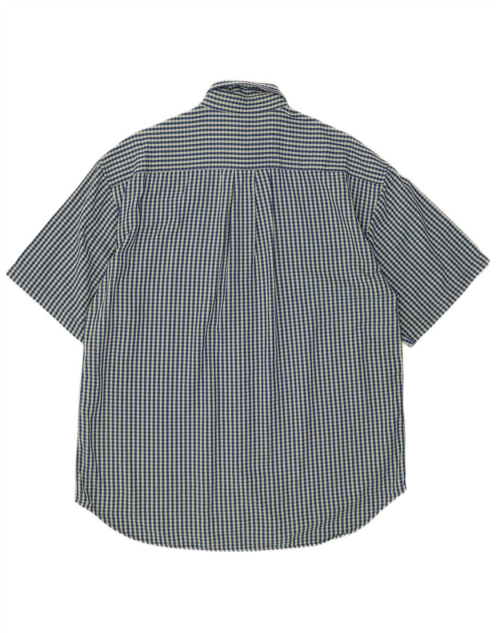 Camisa Dockers Hombre Manga Corta Algodón Vichy Azul Medio