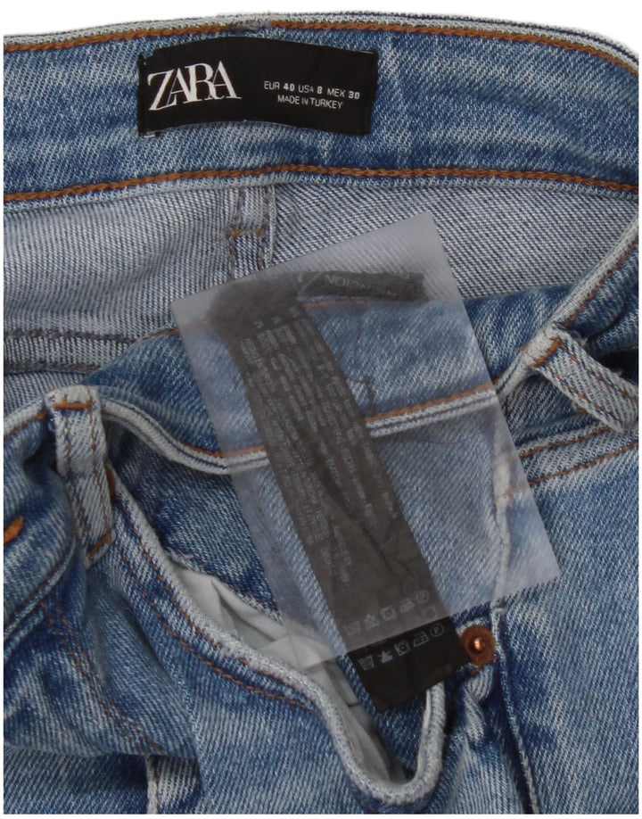 ZARA Vaqueros pitillo desgastados cortos para mujer EU 40 Medium W30 L26 Algodón azul