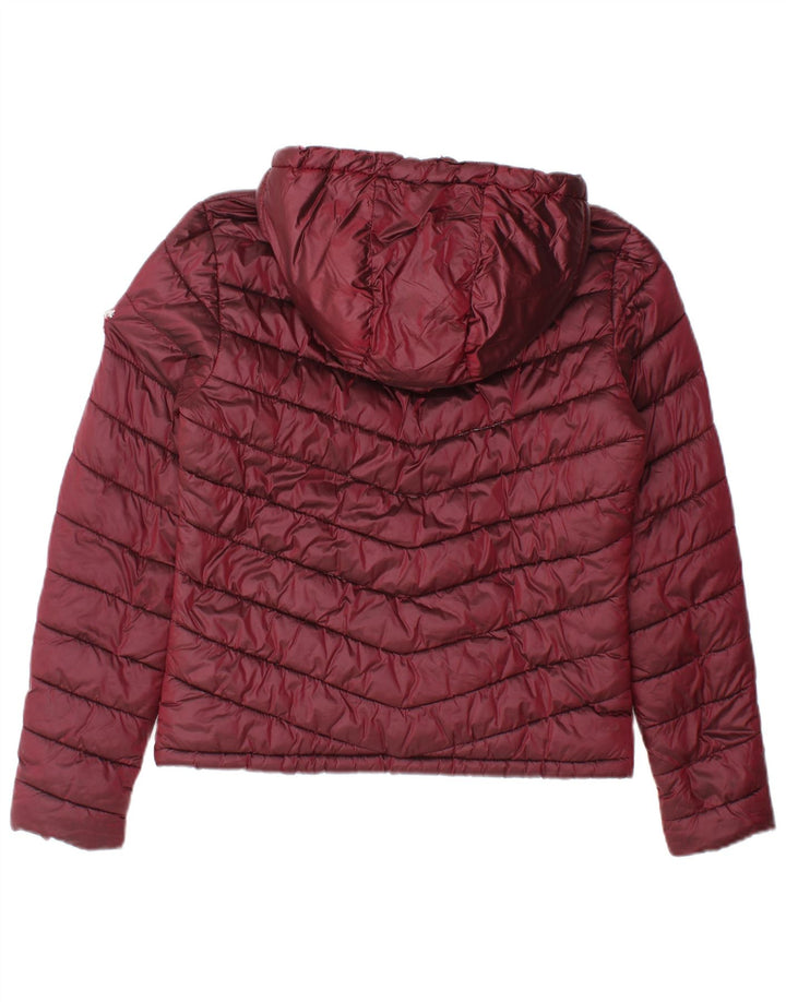 Superdry Chaqueta Acolchada Con Capucha Para Mujer UK 44 Medium Borgoña Nylon