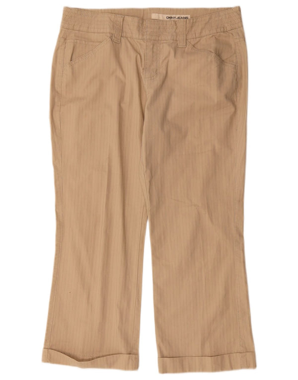 Dkny Pantalones cortos para mujer US 10 Large W32 L25 Beige Pinstripe Algodón