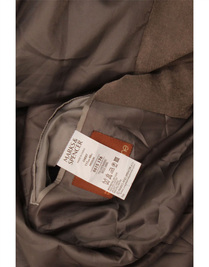 Marks & Spencer Chaqueta tipo blazer de 3 botones para hombre UK 46 XL Poliéster gris