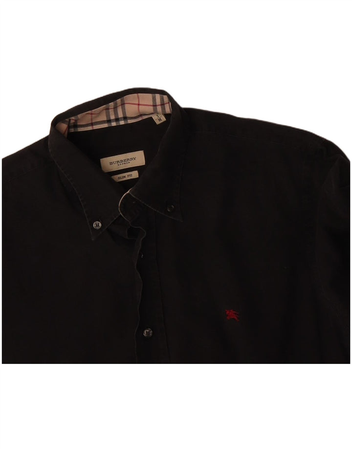 BURBERRY Camisa slim fit para hombre Algodón negro mediano