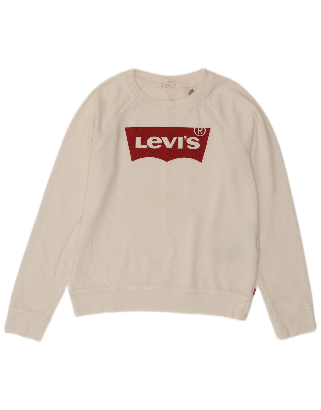 Levi's Sudadera de gran tamaño con estampado gráfico para mujer UK 10 Small White Cotton