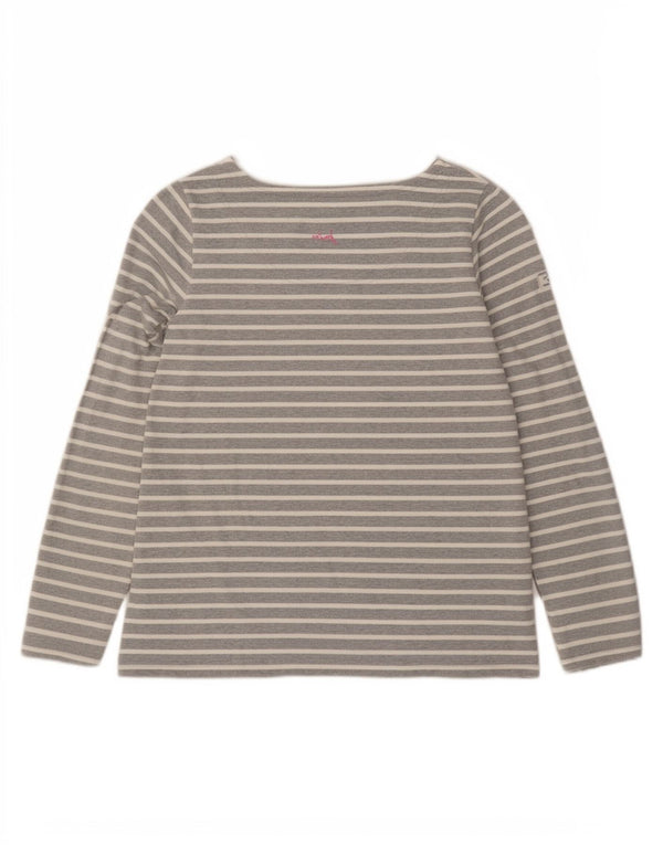 Joules Top Mujer Manga Larga UK 42 Algodón A Rayas Gris Medio