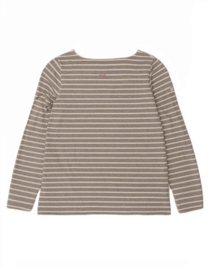 Joules Top Mujer Manga Larga UK 42 Algodón A Rayas Gris Medio