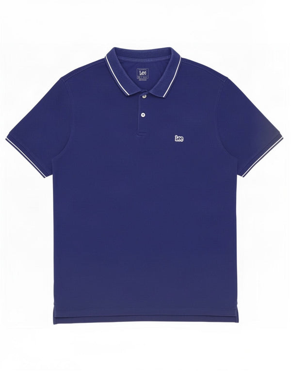 Polo Lee de corte regular para hombre, talla 2XL, algodón azul marino