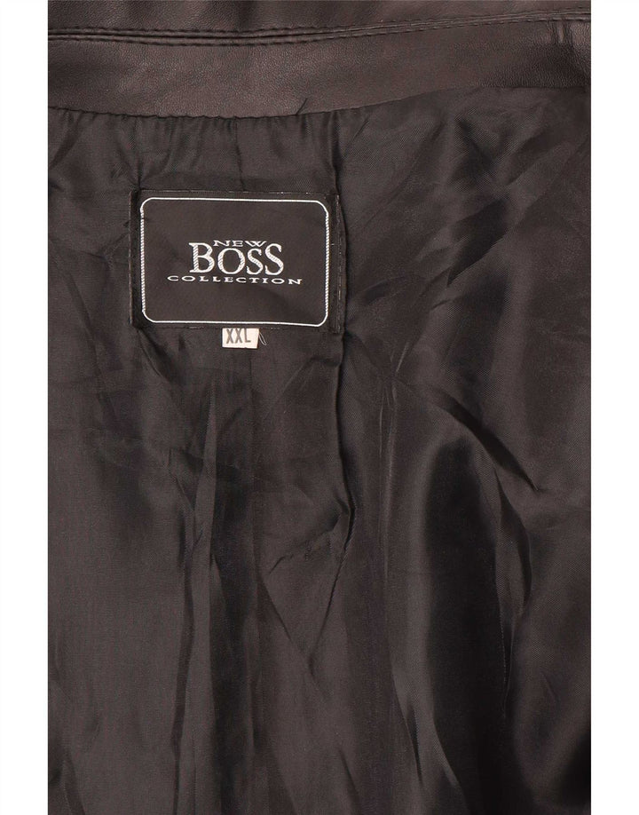 Hugo Boss Chaqueta Blazer de Cuero con 4 Botones para Hombre UK 44 2XL Negro