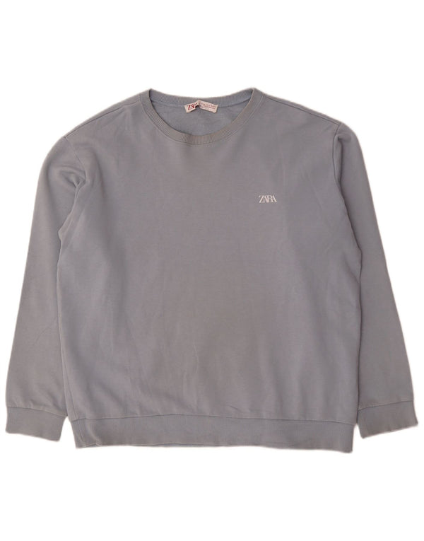 Zara Hombre Sudadera Jumper XL Azul Algodón