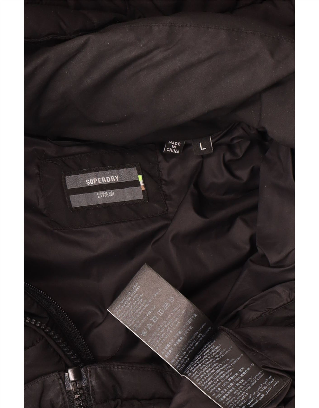 Superdry Chaqueta acolchada con capucha para hombre Poliéster negro grande