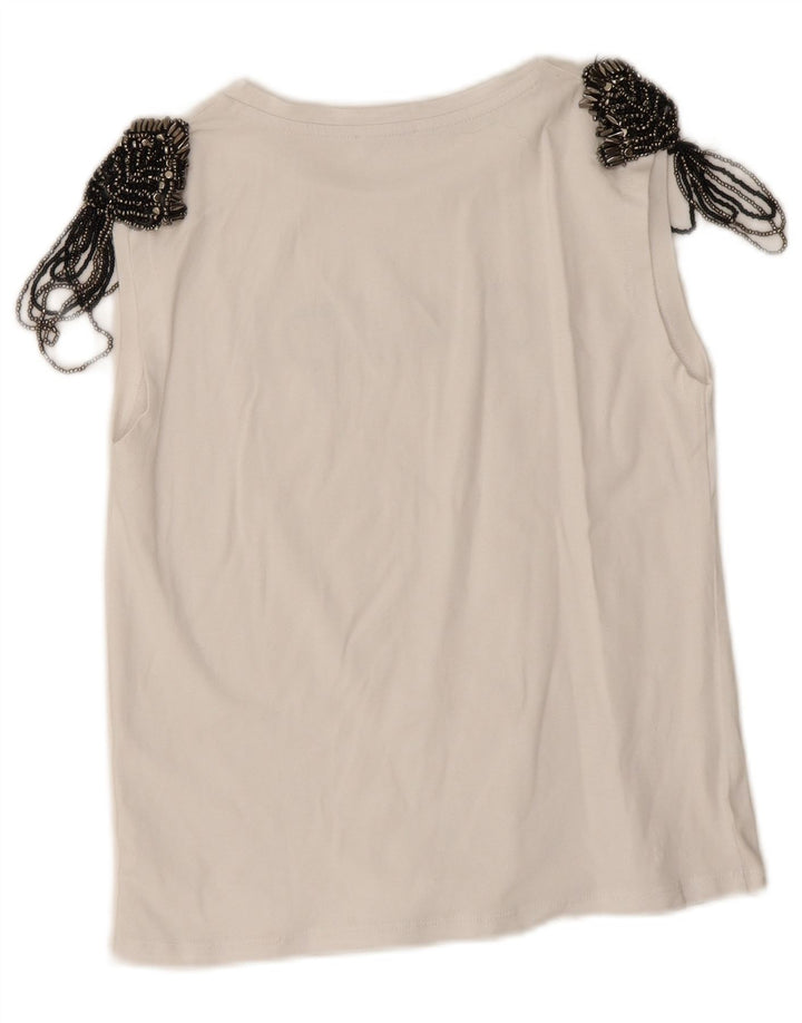 Gaudí Mujer Gráfico Chaleco Top UK 10 Small Blanco