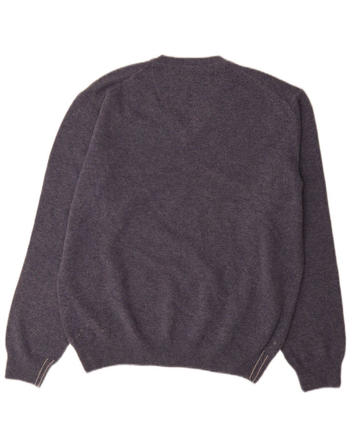 Marlboro Classics - Jersey con cuello en V para hombre, lana azul medio