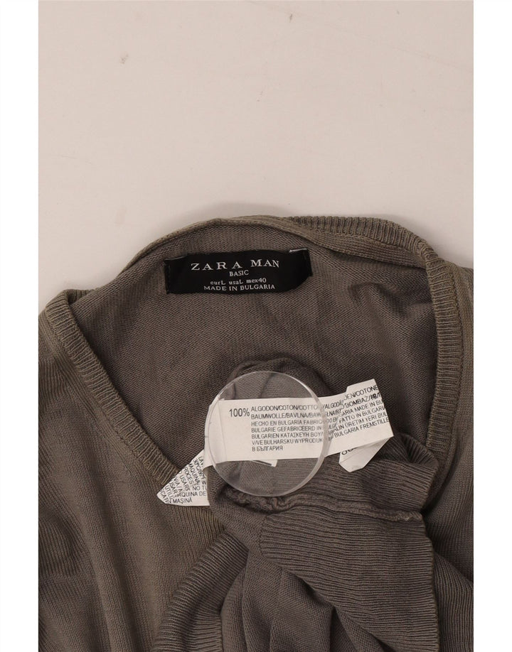 Zara Hombre Jersey De Cuello Redondo Jersey Grande Gris Algodón