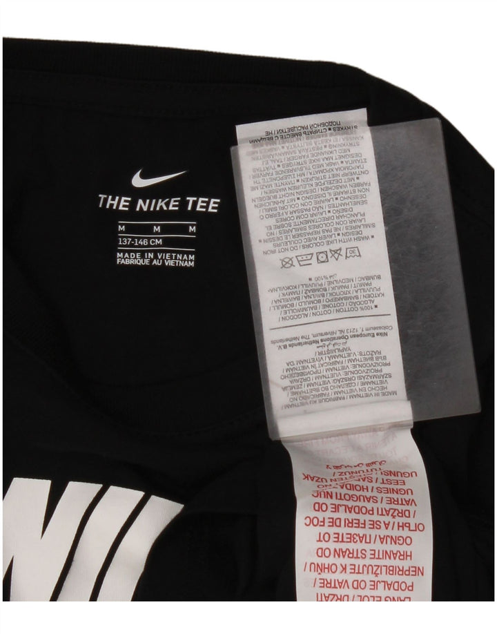 NIKE Top corto con gráfico para niña, manga larga, 10-11 años, algodón negro mediano