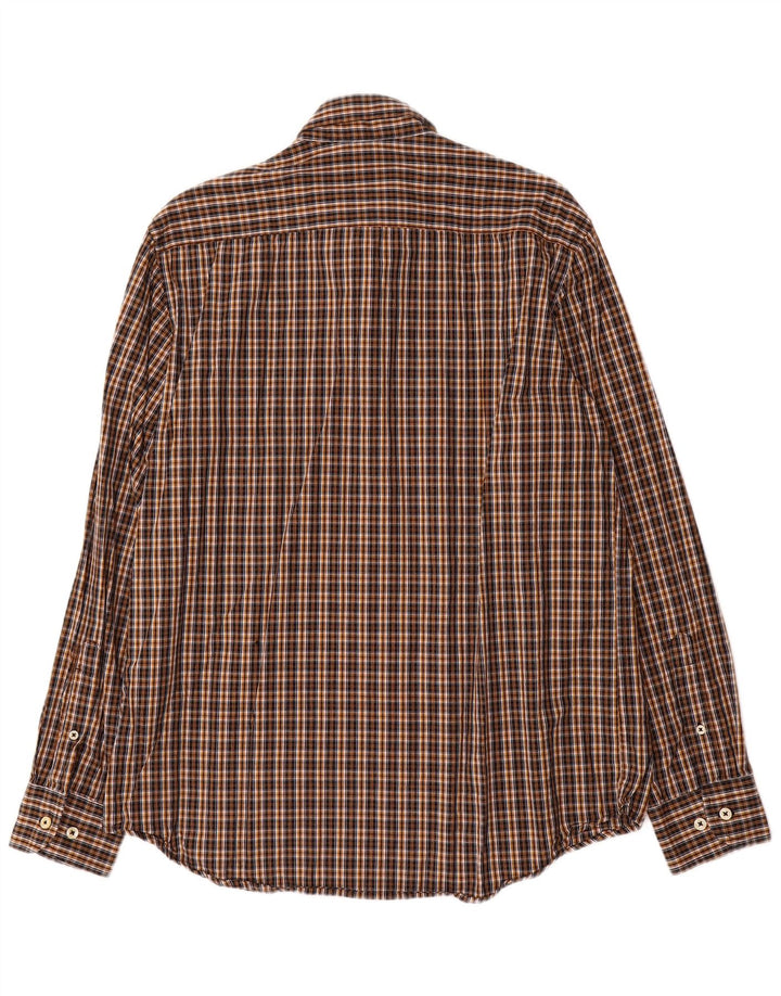 Carrera Camisa de franela de ajuste regular para hombre Algodón a cuadros marrón grande