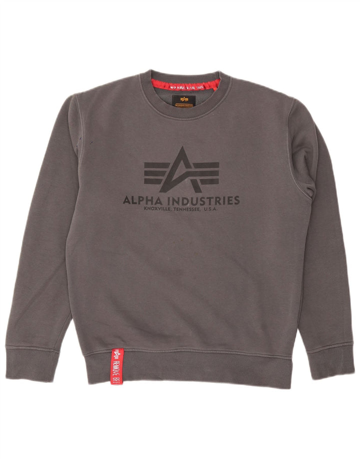 Alpha Industries Sudadera Gráfica para Hombre Jersey Pequeño Algodón Gris