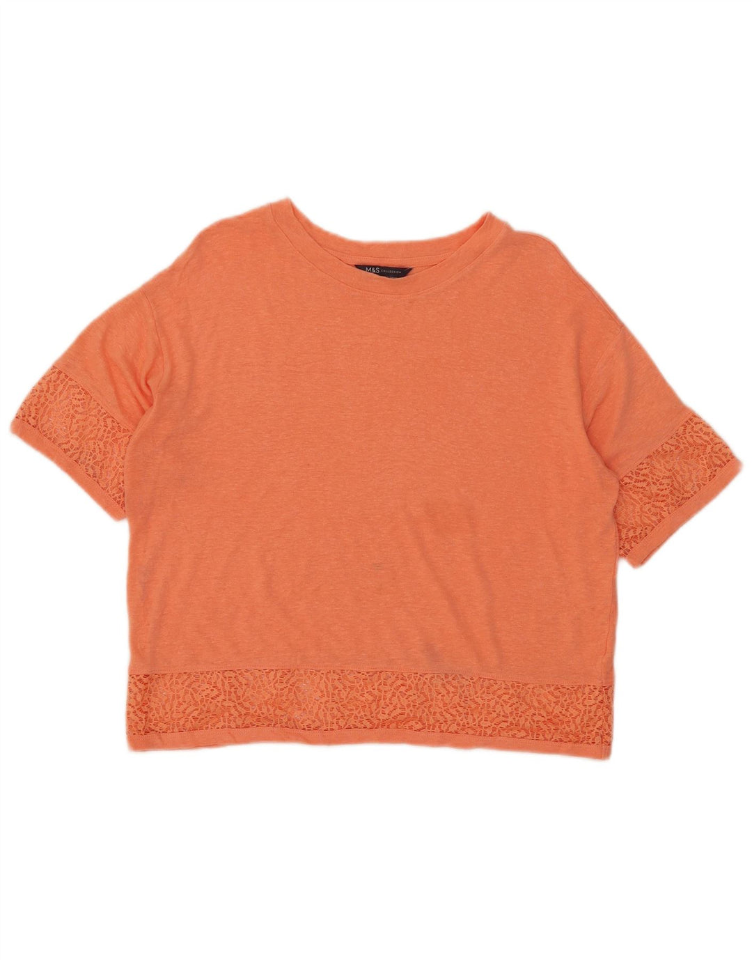 Marks & Spencer Camiseta Corta de Gran Tamaño para Mujer UK 10 Small Naranja