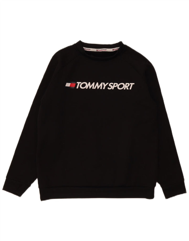 Tommy Hilfiger Sudadera gráfica para mujer Jumper UK 46 Grande Poliéster negro