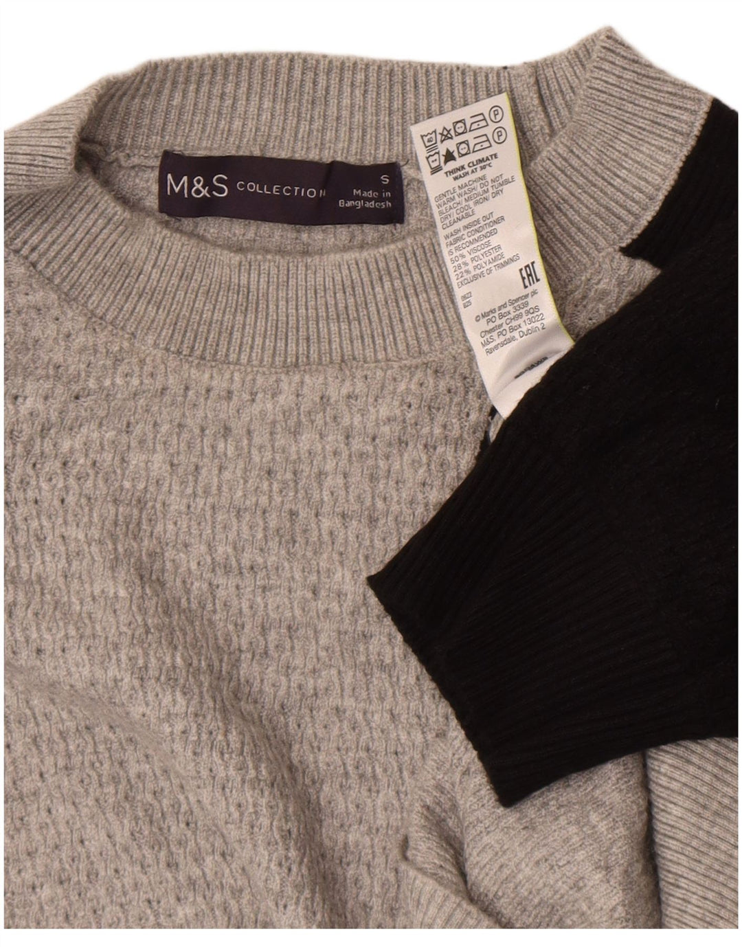 Marks & Spencer Suéter de cuello redondo para mujer UK 10 Small Grey