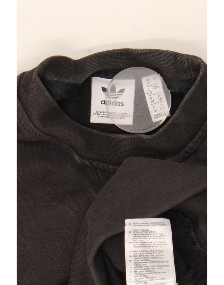 Adidas Sudadera de gran tamaño con gráfico para mujer UK 12 Medium Black Cotton