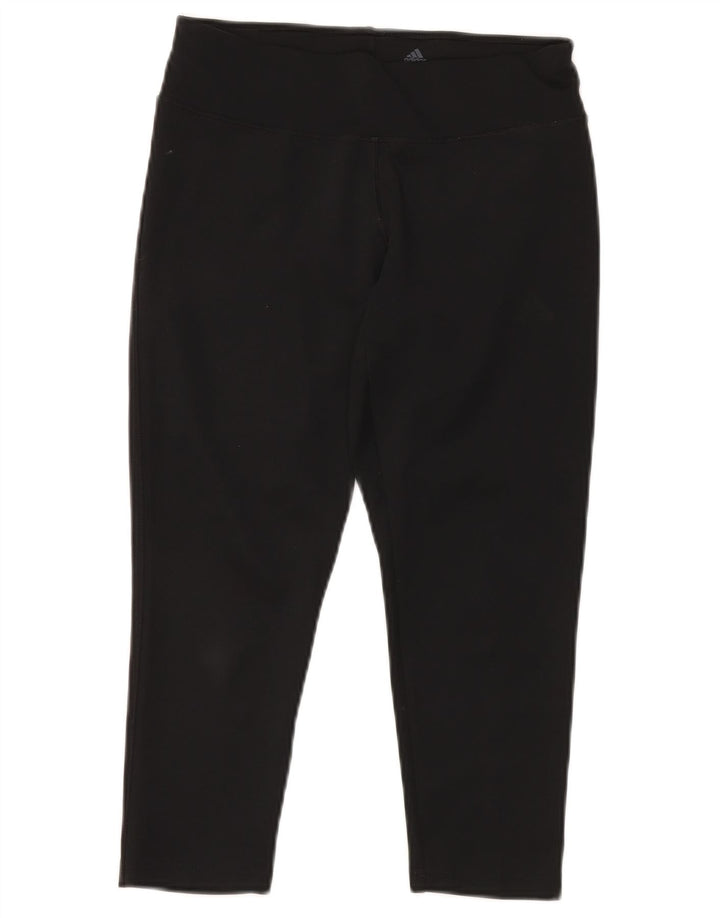 ADIDAS Mujer Climalite Capri Leggings UK 10 Pequeño Poliéster Negro