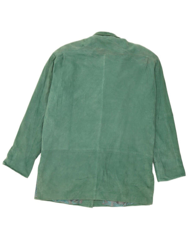Vintage mujer ante abrigo Reino Unido 18 XL cuero verde