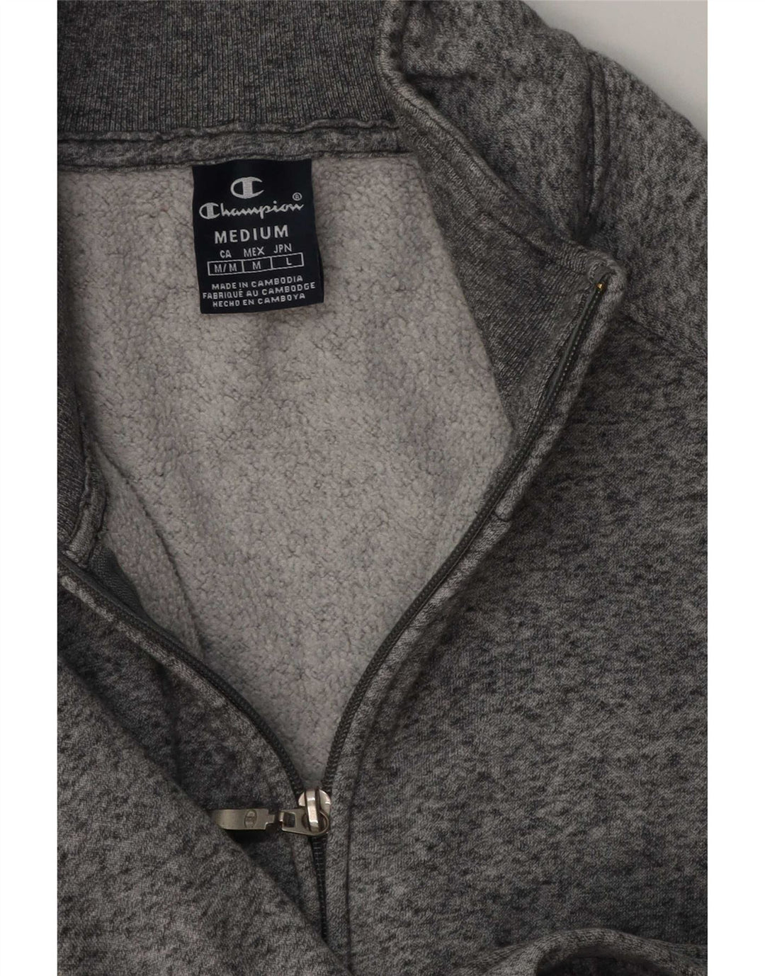 Champion Chaqueta de chándal para hombre de algodón moteado gris medio