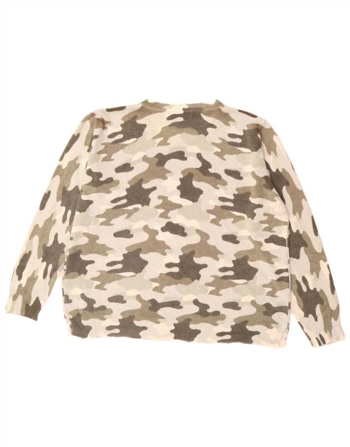 MARKS & SPENCER Suéter tipo jersey con cuello barco para mujer UK 20 2XL Camuflaje beige